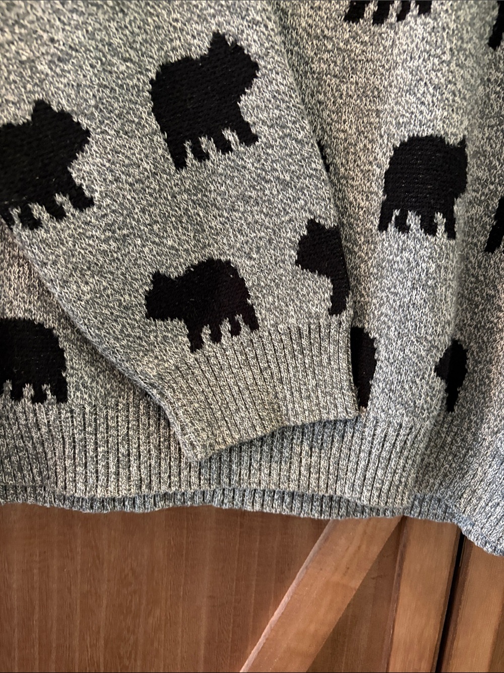 🇨🇦BEAR NAKED by PARKHURST Vintage All Over Bear Pattern Knit Sweater Grey Black - Picture 6 of 11